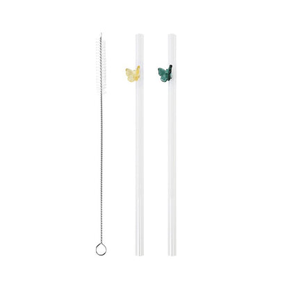 Glass Butterfly Birthday Straws