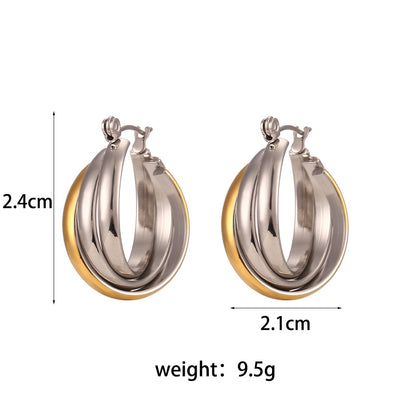 Triple Layered Gold Hoop Earrings
