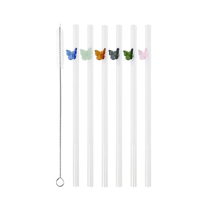 Glass Butterfly Birthday Straws