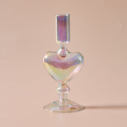 Iridescent Glass Vase & Candle Holders