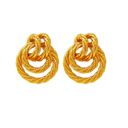 Vintage Double Hoop Gold Earrings