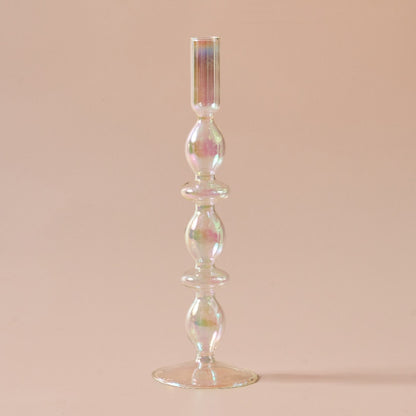 Iridescent Glass Vase & Candle Holders