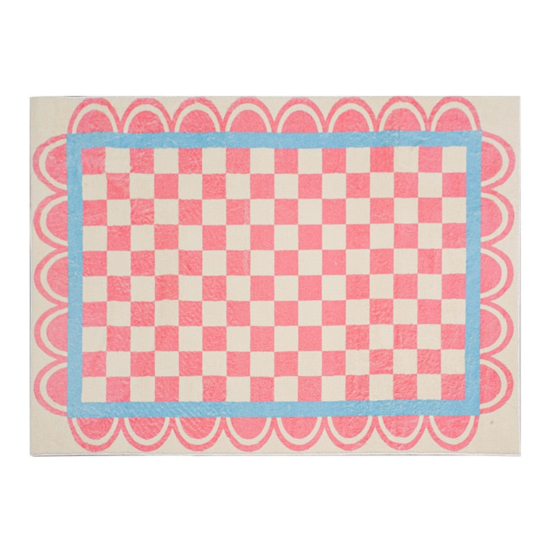Abstract Print Rug - Checkerboard/Cloud Print