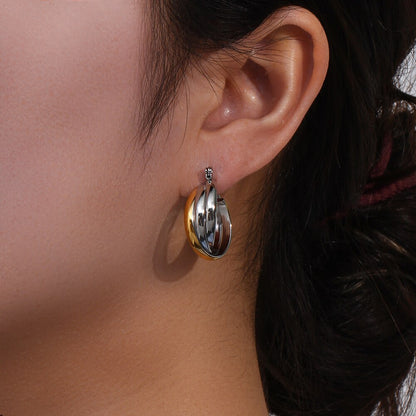 Triple Layered Gold Hoop Earrings