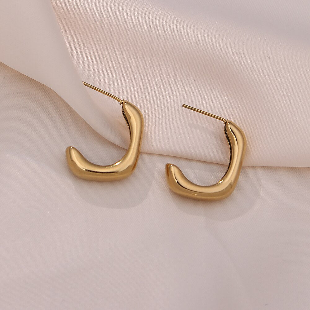 18K Gold Plated Square Hoop Earrings