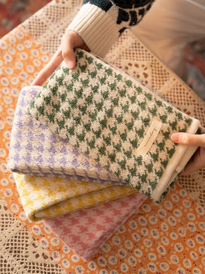 pastel coloured retro plaid towels