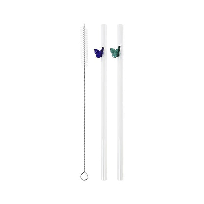 Glass Butterfly Birthday Straws