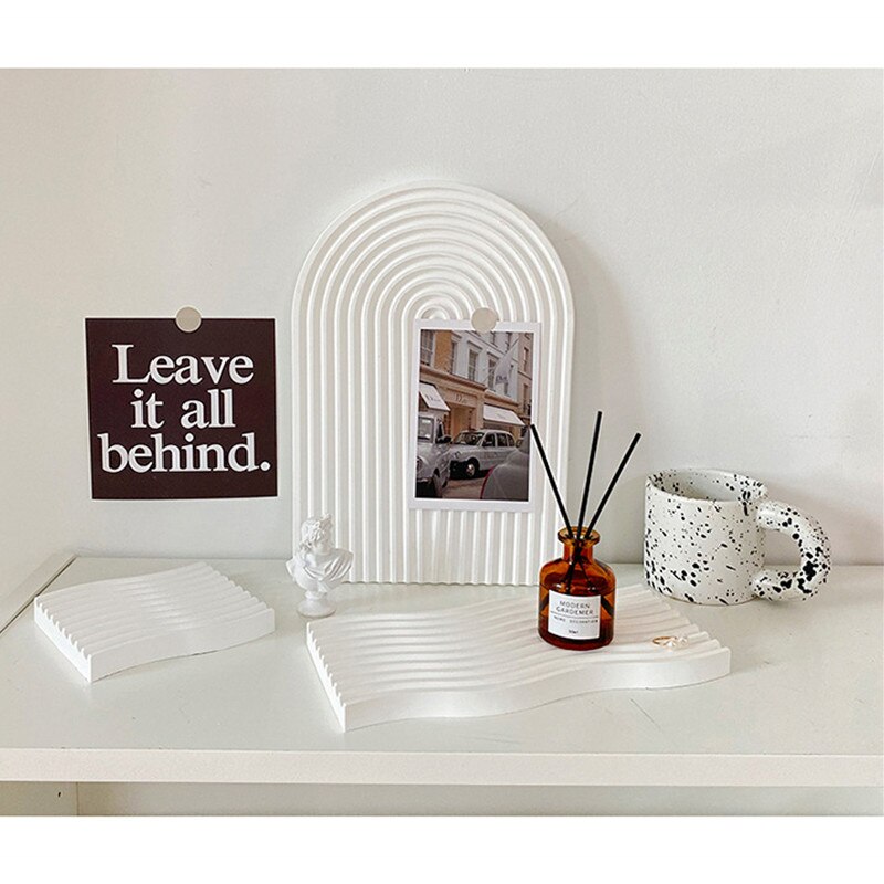 White Textured Dressing Table Tray