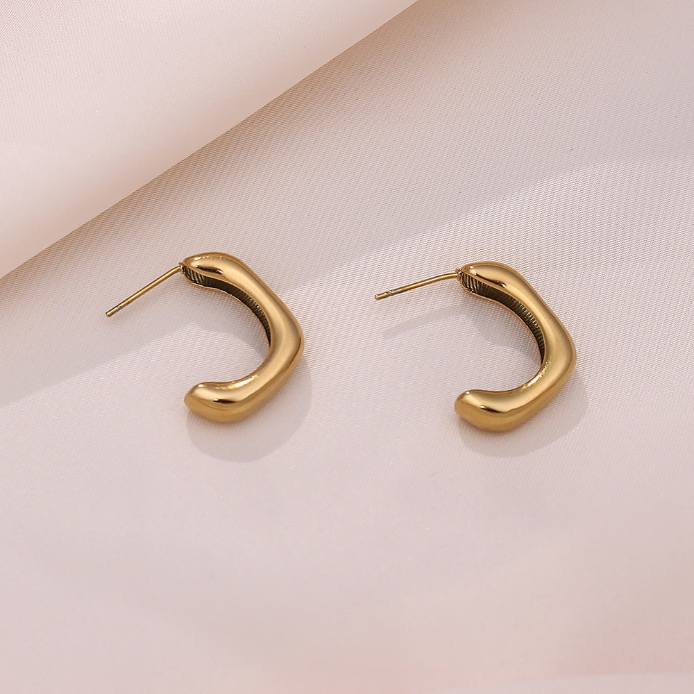 18K Gold Plated Square Hoop Earrings