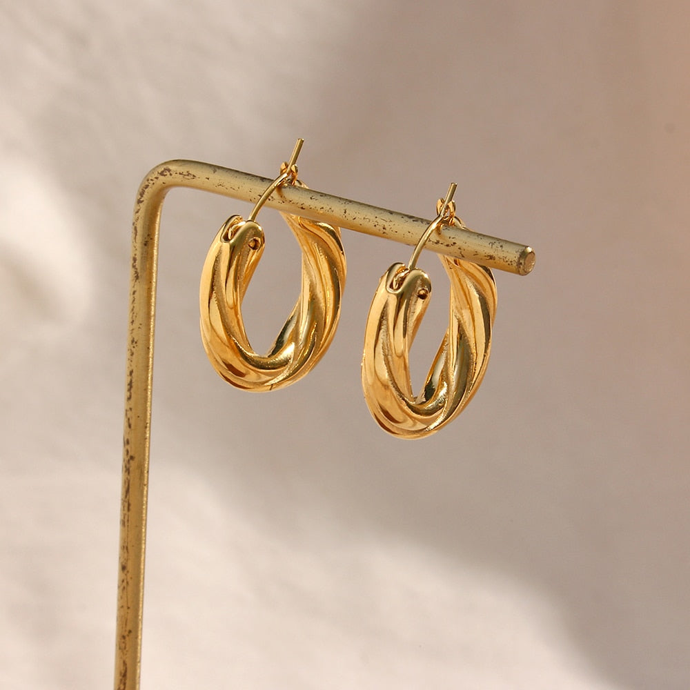 18k Gold Texture Chunky Gold Earrings