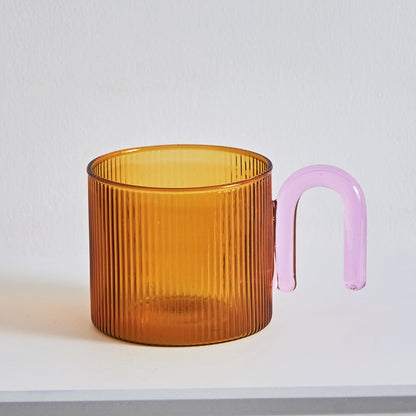 Pink & Green Ripple Glass Coffee Cup