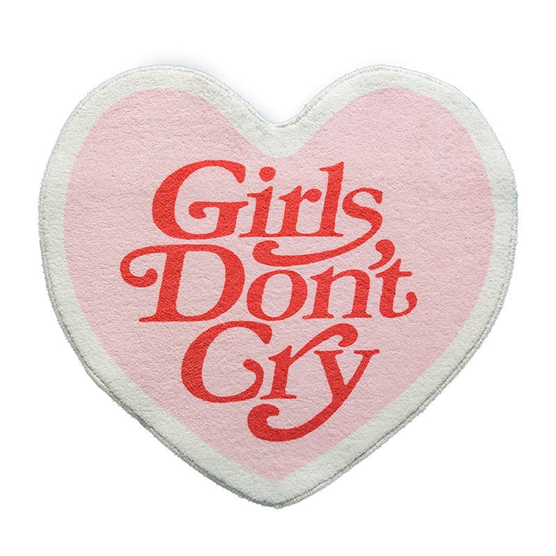 Pink Girls Don't Cry Heart Bath Mat