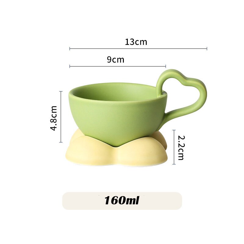 Cute Flower Shape Porcelain Coffee Cup With Saucer