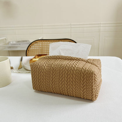 Woven Tissue Box Holder - White/Brown