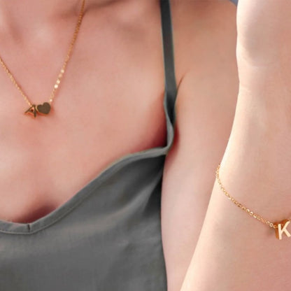 Dainty Heart Initial Necklace