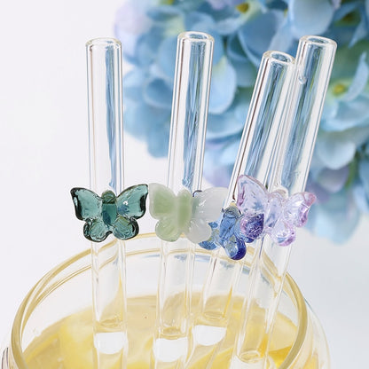 Glass Butterfly Birthday Straws