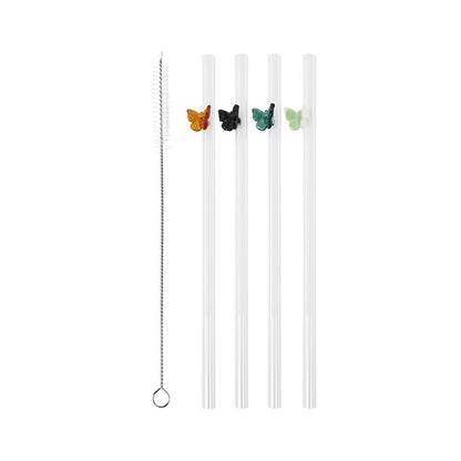 Glass Butterfly Birthday Straws