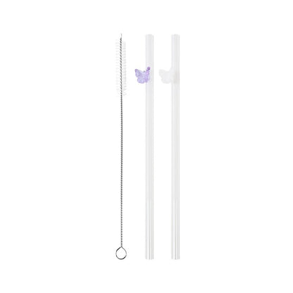 Glass Butterfly Birthday Straws