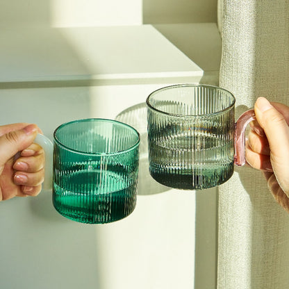 Pink & Green Ripple Glass Coffee Cup