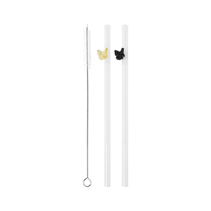 Glass Butterfly Birthday Straws