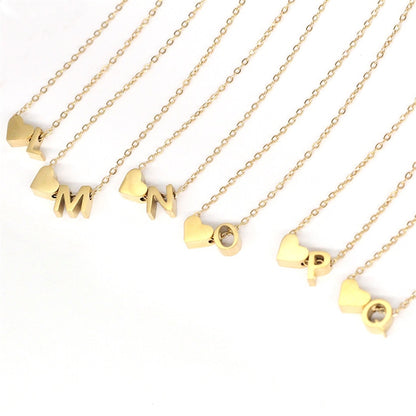 Dainty Heart Initial Necklace