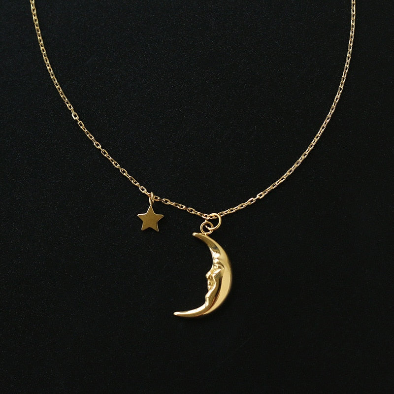 Gold Crescent Moon Charm Necklace