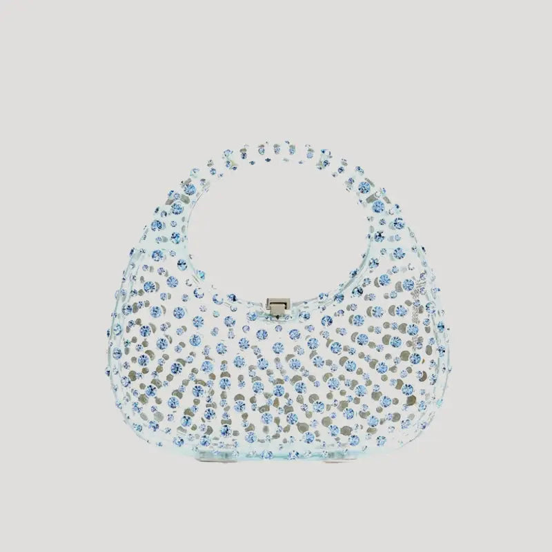 Diamanté Mini Acrylic Handbag - Rainbow/Blue/Lime CreativeFemininity