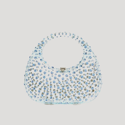 Diamanté Mini Acrylic Handbag - Rainbow/Blue/Lime