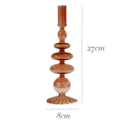 Brown Nordic Glass Vase & Candle Holder