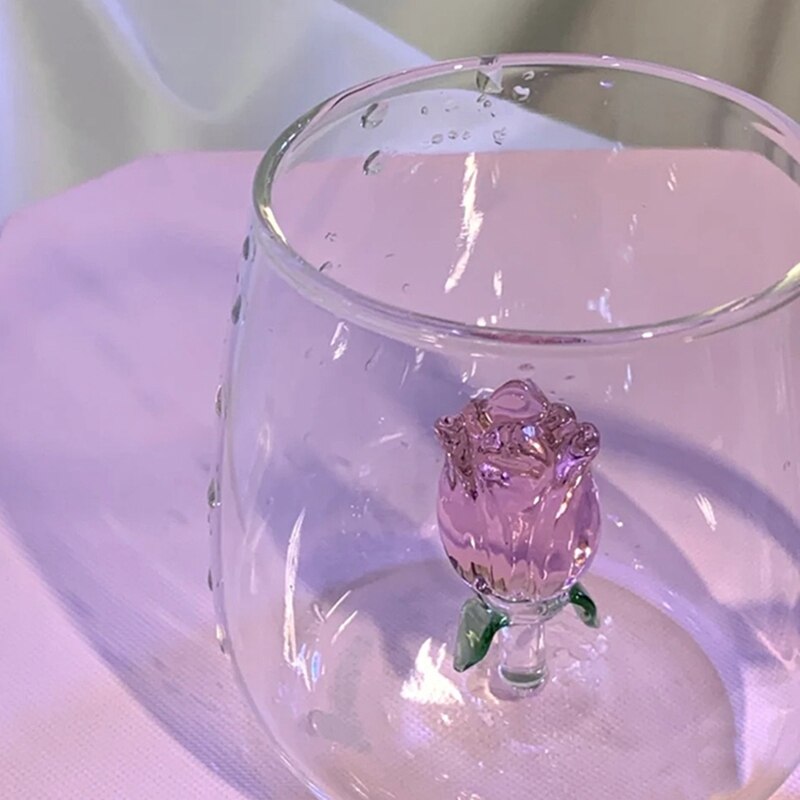 Kawaii 3D Glass Cup - Strawberry/Cactus/Rose
