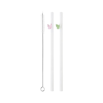Glass Butterfly Birthday Straws