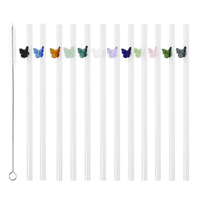Glass Butterfly Birthday Straws