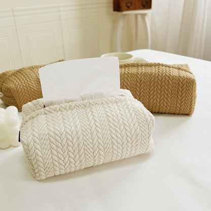 Woven Tissue Box Holder - White/Brown