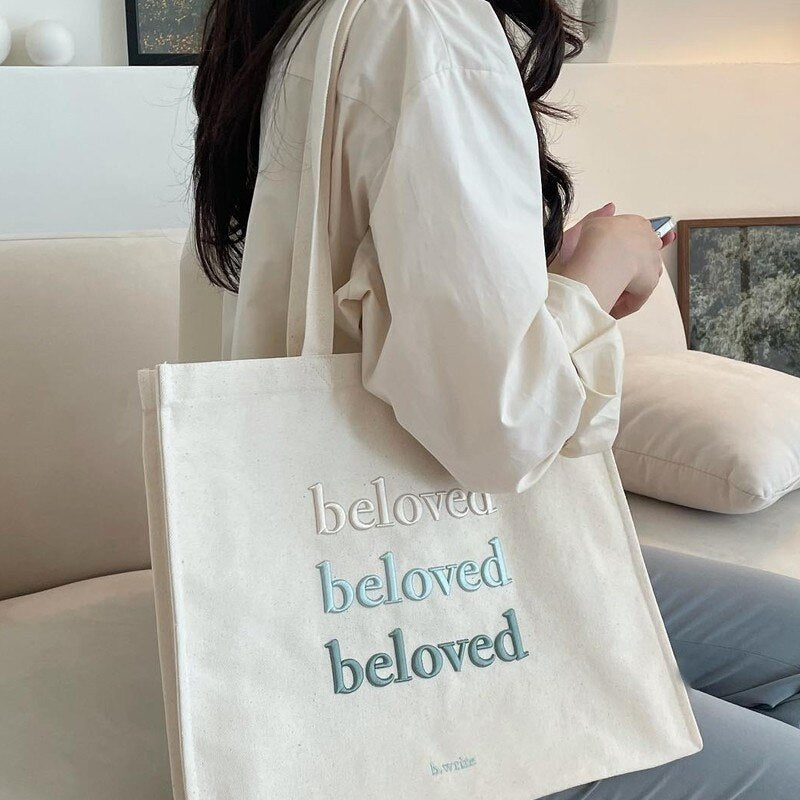 embroidered logo tote bag 