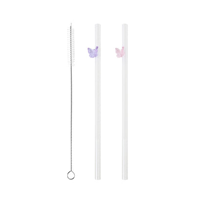 Glass Butterfly Birthday Straws