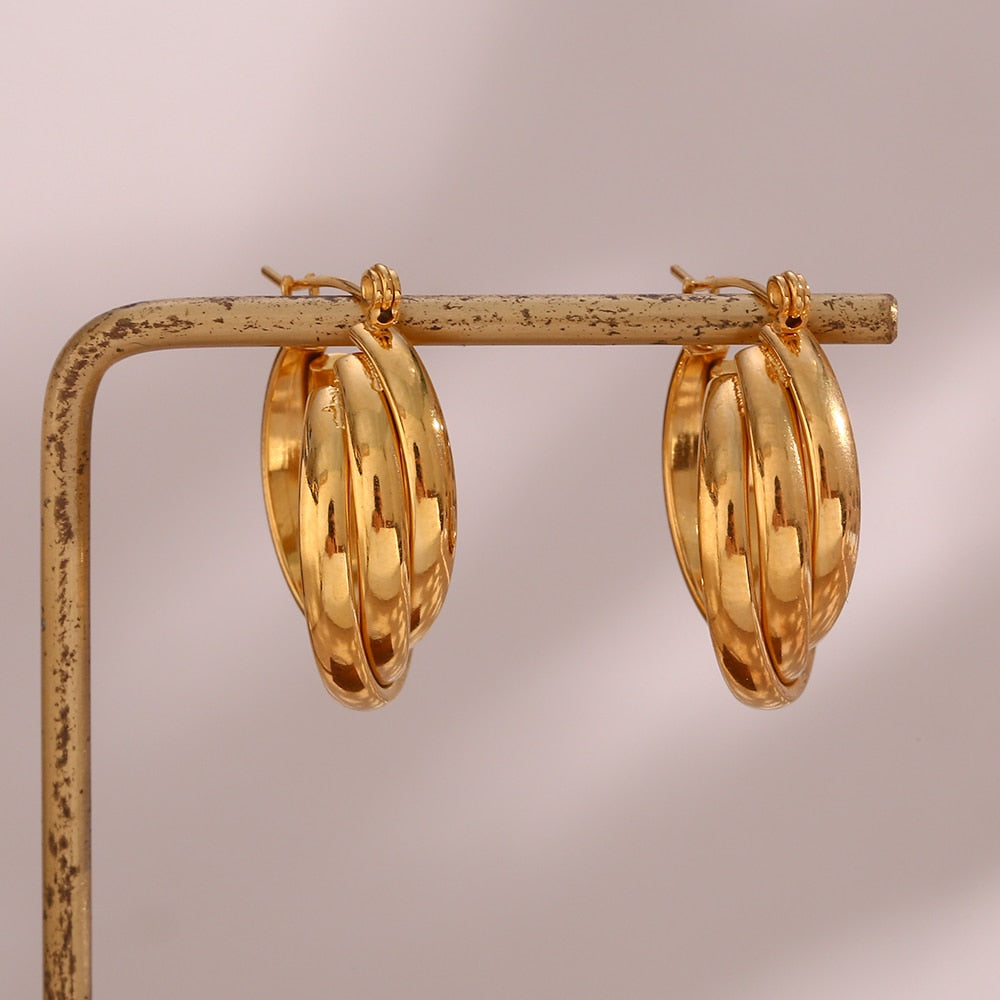 18K Gold Plated Double Hoop Earrings