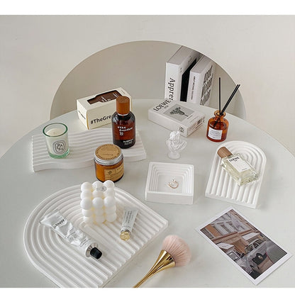 White Textured Dressing Table Tray