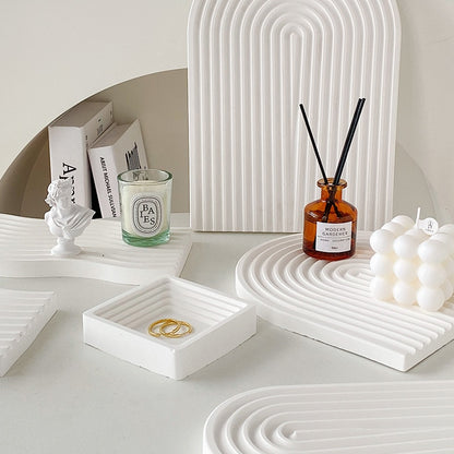 White Textured Dressing Table Tray