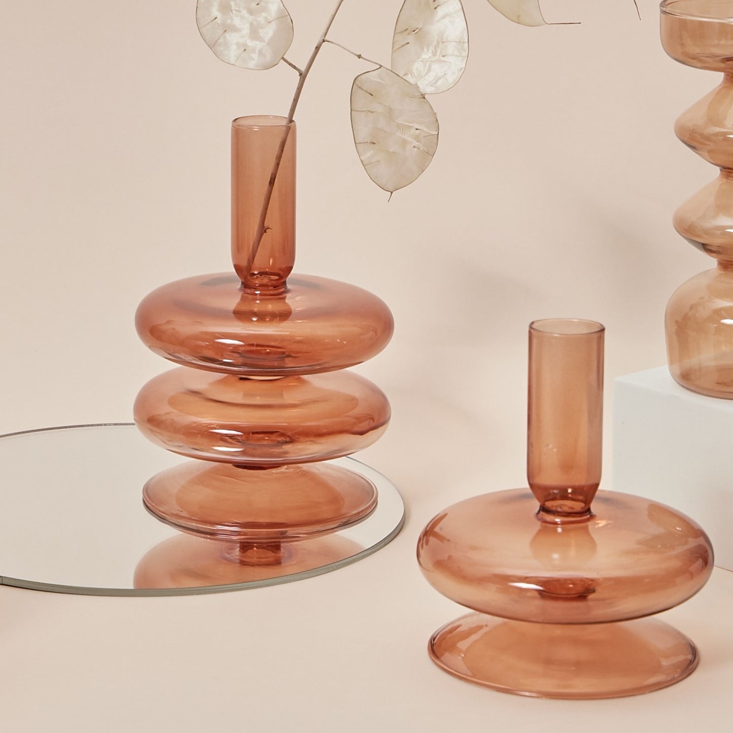 Brown Nordic Glass Vase & Candle Holder