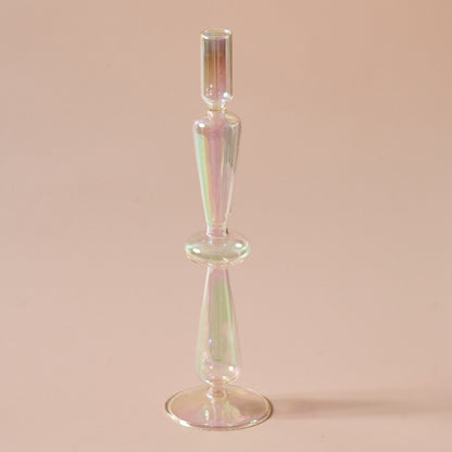 Iridescent Glass Vase & Candle Holders