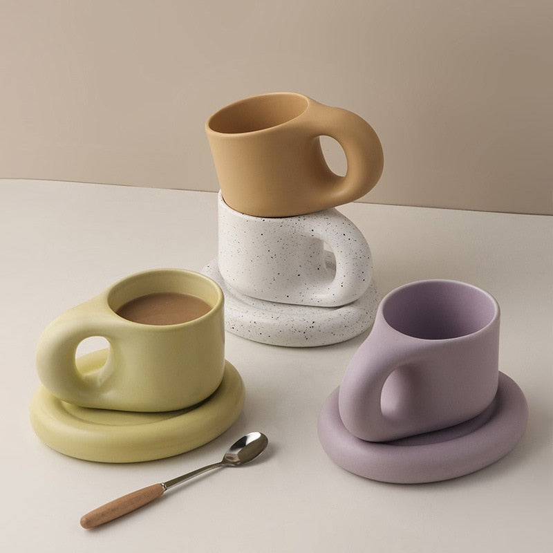 Minimalist Coffee Cup & Saucer, nordic style pastel colours decor