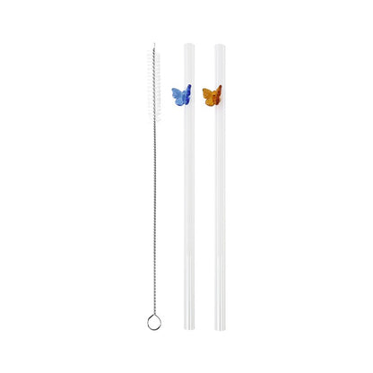 Glass Butterfly Birthday Straws