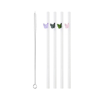 Glass Butterfly Birthday Straws