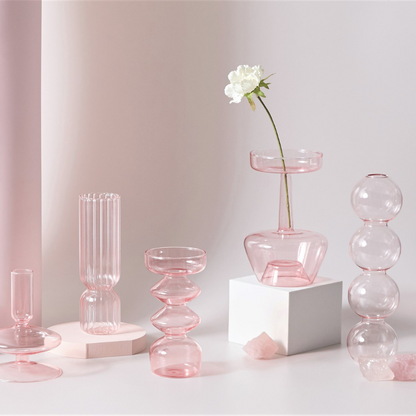 Pink Nordic Glass Vase & Candle Holder