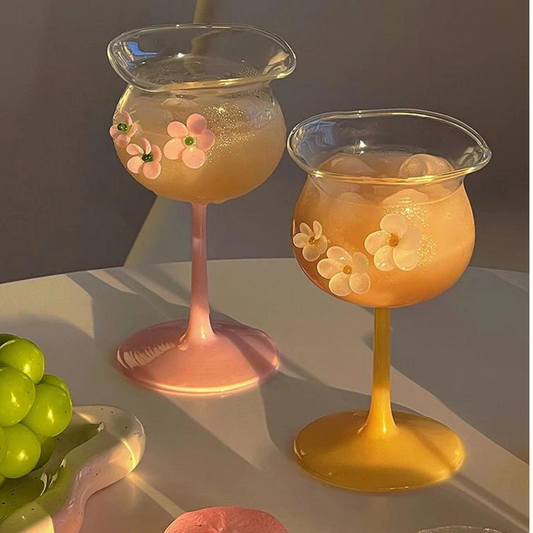 3d floral wine glass
