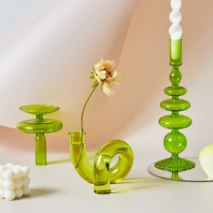 green twisted vase